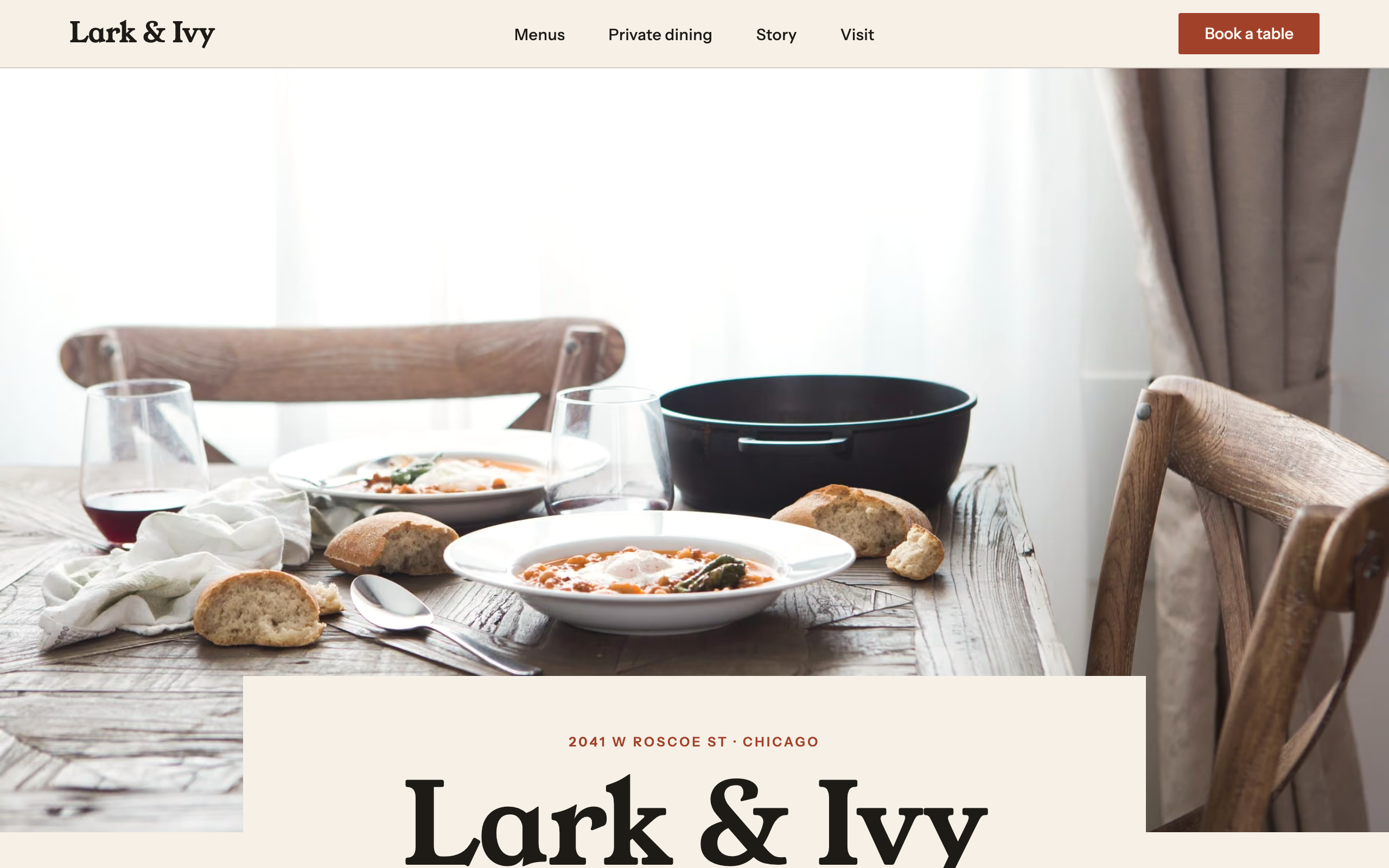 Lark & Ivy template, home page